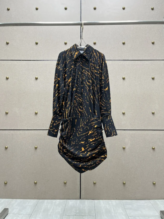 2025 New Nylon Printed Irregular Shirt Dress 69