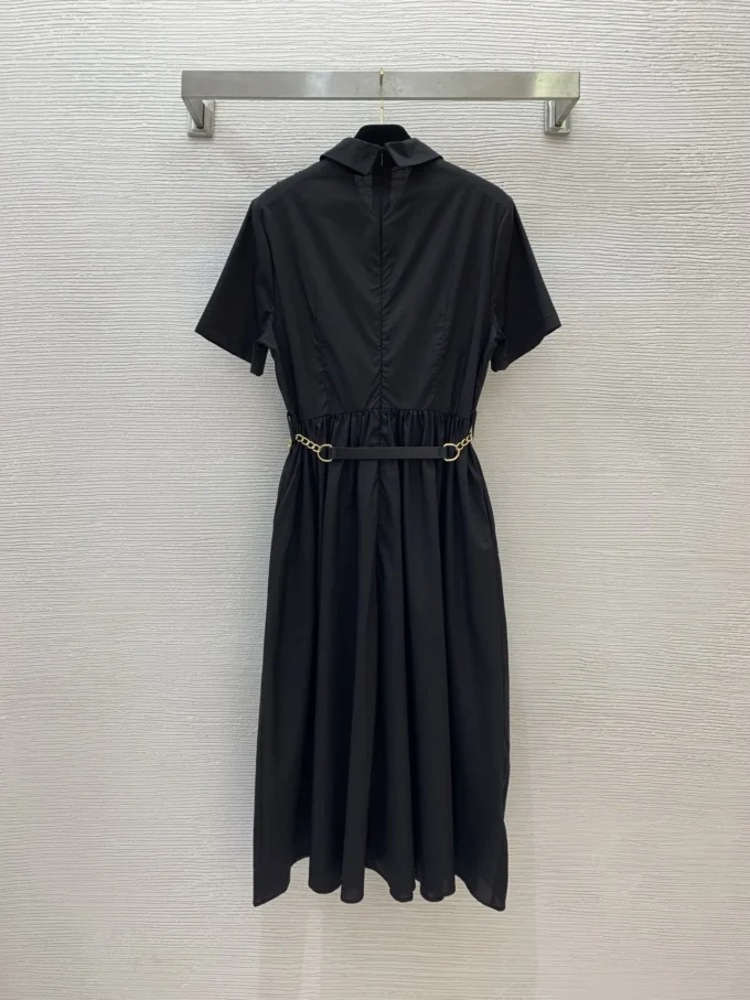 2025 New Heavy Industry Ear Edge Crimping V-shaped Metal Accessories Decorative Waist slimming Short Sleeve Dress 26