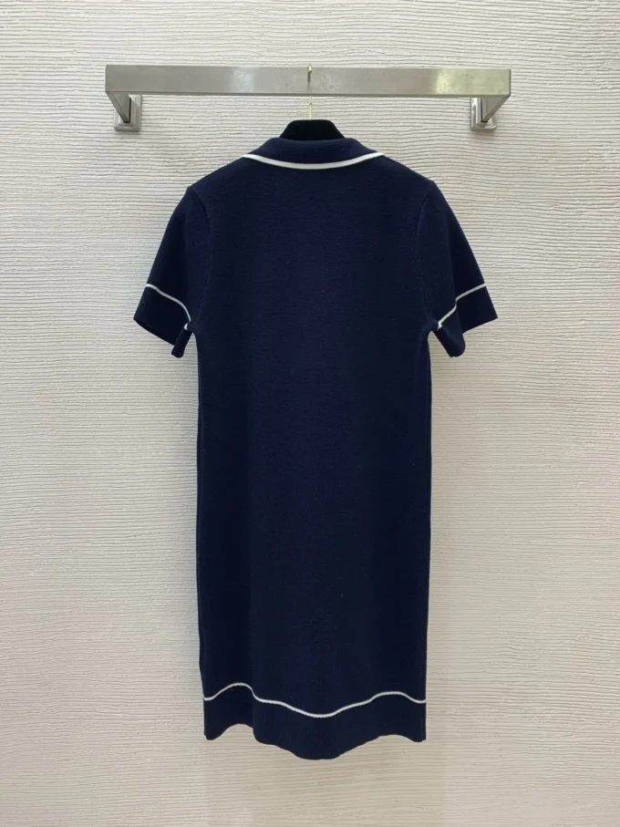 2025 New Contrasting Striped Polo Collar Knitted Short Sleeved Fine Fashion Dress Slimming Short Skirt For Women 11 - Image 2