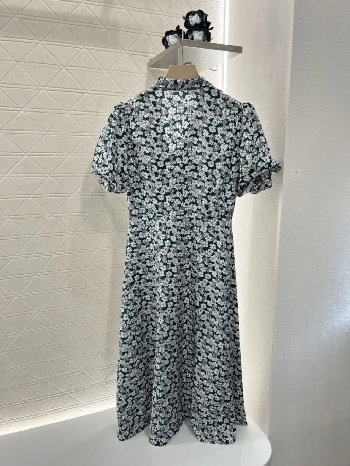 2025 New Lace up Bubble Puff Sleeve Floral Long Dress 15
