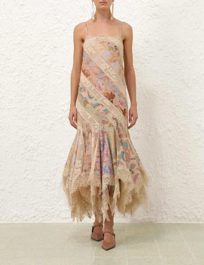 Zimm Runway Designer Summer Women Dress Patchwork Lace High Quality Chic European