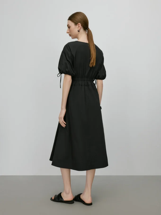 FSLE【Premium Series】 French V-Neck Tiered Dress SS25 Women Bubble Sleeve Maxi Summer Dress Y2K Revival Breathable Linen Dress - Image 5