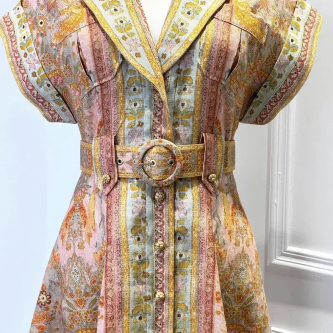 Printed Women's Dress 2025 Summer New Elegant Linen cotton Dresses Design Elegant Temperament Personality Casual Vacation Dress - Image 2