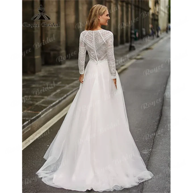 Roycebridal V Neck A Line Wedding Dress 2025 Tulle Court Train Wedding Gown for Woman Customized vestidos de festa eleganteفستان - Image 2