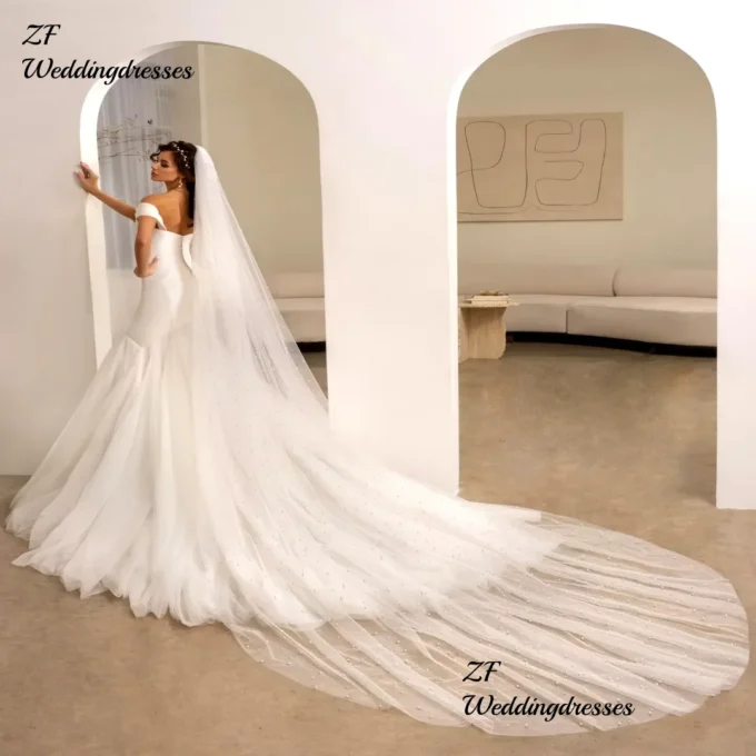 Customized Wedding Dresses Satin Fashion A-Line Sweetheart Beautiful Mermaid Off Shoulder Mopping Bride Gowns Sexy Backless Slee - Image 3