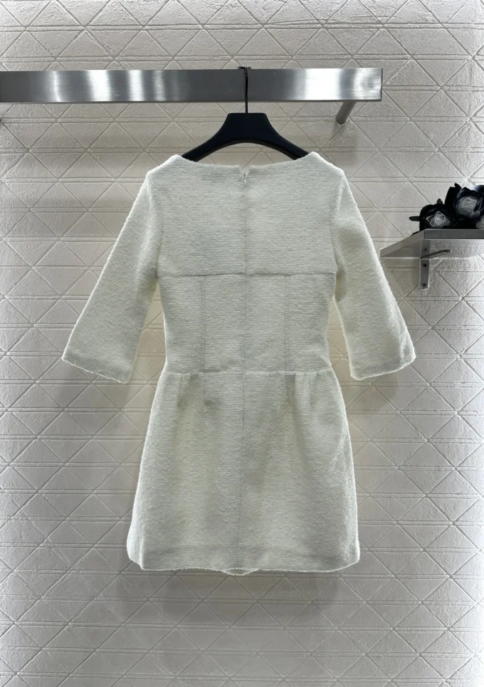 2025 Women's Mid-Sleeve Shift Dress Crew Neck A-Line Elegant Office Wear Lightweight All-Season Minimalist