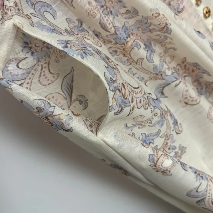2025 Women's New High end Fashion Look High Look Thin Button Decorative Printed Large Swing Long Sleeve Dress - Image 3