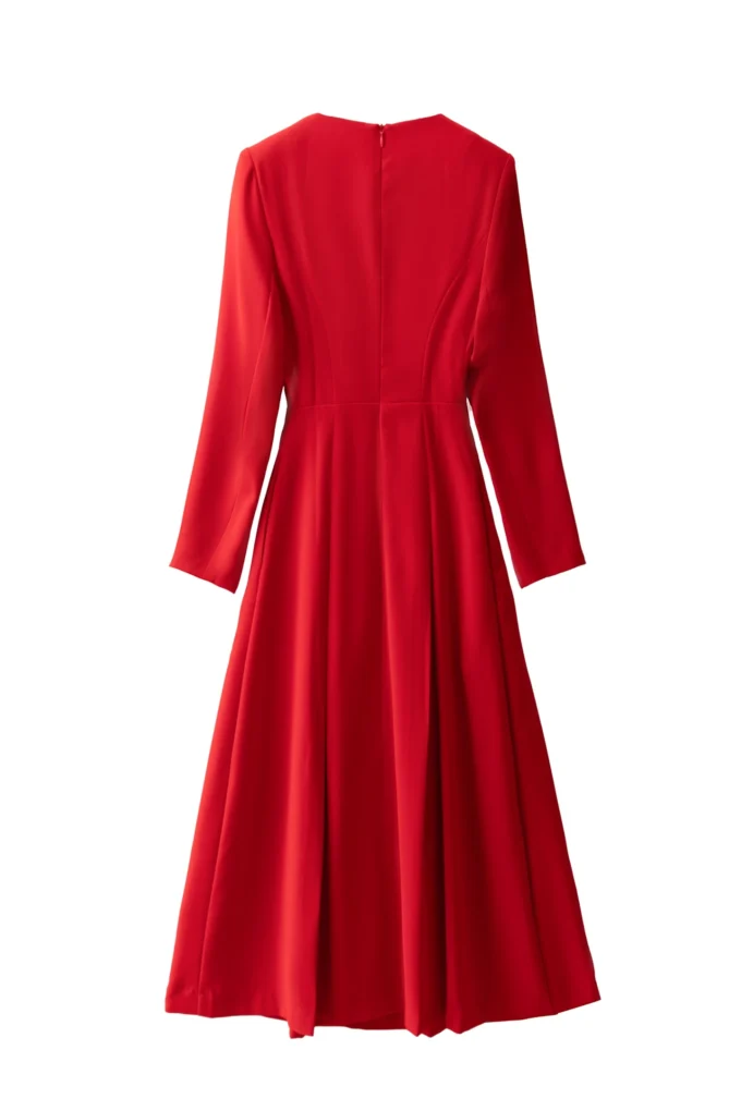 ZJYT Runway 2025 New Fashion Autumn Dresses for Women Elegant Long Sleeve Red Midi Party Casual Dress Vestidos Para Mujer - Image 5